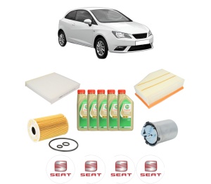 Set Pachet filtre revizie Bosch, 5 litrii ulei Castrol 5W30 SEAT IBIZA IV SC (6J1, 6P5) 2.0 TDI din 2010-2015, 4x Stickere auto cu SEAT - Img 2