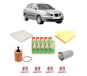 Set Pachet filtre revizie Bosch, 5 litrii ulei Castrol 5W30 SEAT CORDOBA (6L2) 1.9 TDI din 2002-2009, 4x Stickere auto cu SEAT - Img 2