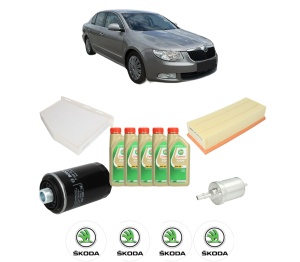 Set Pachet filtre revizie Bosch, 5 litrii ulei Castrol 5W30 SKODA SUPERB II (3T4) 1.8 TSI din 2009-2015, 4x Stickere auto cu SKODA - Img 2