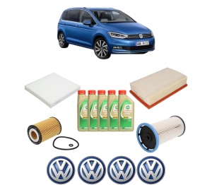 Set Pachet filtre revizie Bosch, 5 litrii ulei Castrol 5W30 Volkswagen TOURAN (5T1) 2.0 TDI din 2019-2020, 4x Stickere auto cu Volkswagen - Img 2