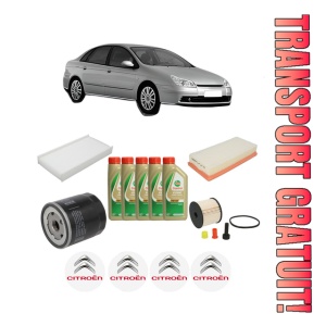 Set Pachet filtre revizie Bosch, 5 litrii ulei Castrol 5W40 CITROEN C5 II (RC_) 2.2 HDi (RC4HXE) din 2004-2008, 4x Stickere auto cu CITROEN