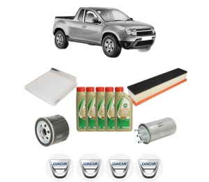 Set Pachet filtre revizie Bosch, 5 litrii ulei Castrol 5W40 DACIA LOGAN Pickup (US_) 1.5 dCi (US0K) din 2008, 4x Stickere auto cu DACIA - Img 2