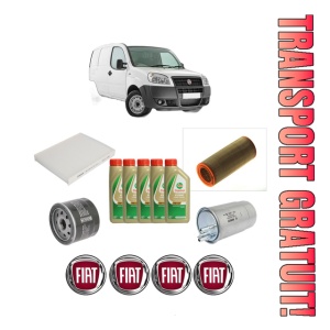 Set Pachet filtre revizie Bosch, 5 litrii ulei Castrol 5W40 FIAT DOBLO Box Body/MPV (223_) 1.9 JTD Multijet din 2006, 4x Stickere auto cu FIAT