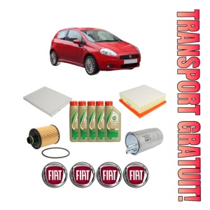 Set Pachet filtre revizie Bosch, 5 litrii ulei Castrol 5W40 FIAT GRANDE PUNTO (199_) 1.9 D Multijet din 2005, 4x Stickere auto cu FIAT