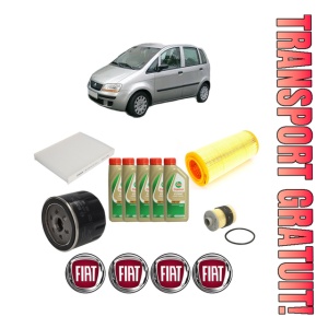Set Pachet filtre revizie Bosch, 5 litrii ulei Castrol 5W40 FIAT IDEA Van (350_) MJTD (350BXD1A) din 2004-2010, 4x Stickere auto cu FIAT