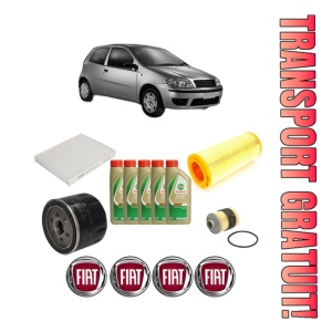 Set Pachet filtre revizie Bosch, 5 litrii ulei Castrol 5W40 FIAT PUNTO (188_) 1.9 JTD din 2003-2012, 4x Stickere auto cu FIAT