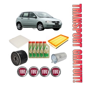 Set Pachet filtre revizie Bosch, 5 litrii ulei Castrol 5W40 FIAT STILO VAN (192_) 1.9 JTD (192DXT1B) din 2005-2008, 4x Stickere auto cu FIAT