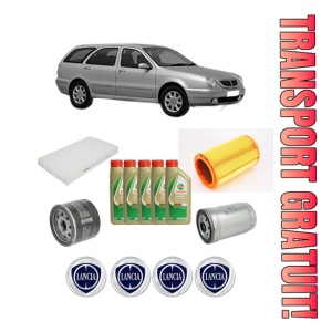 Set Pachet filtre revizie Bosch, 5 litrii ulei Castrol 5W40 LANCIA LYBRA SW (839_) 1.9 JTD (839BXI1A) din 2000-2001, 4x Stickere auto cu LANCIA