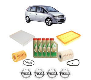 Set Pachet filtre revizie Bosch, 5 litrii ulei Castrol 5W40 OPEL MERIVA A MPV (X03) 1.7 DTI (E75) din 2003-2010, 4x Stickere auto cu OPEL - Img 2
