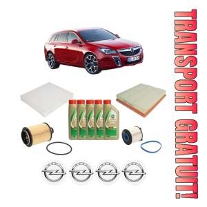 Set Pachet filtre revizie Bosch, 5 litrii ulei Castrol 5W40 OPEL INSIGNIA A Country Tourer (G09) 2.0 CDTi (47) din 2008-2017, 4x Stickere auto cu OPEL