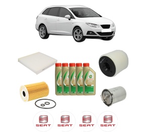 Set Pachet filtre revizie Bosch, 5 litrii ulei Castrol 5W40 SEAT IBIZA IV ST (6J8, 6P8) 1.6 TDI din 2010-2015, 4x Stickere auto cu SEAT - Img 2