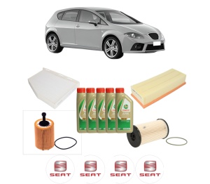 Set Pachet filtre revizie Bosch, 5 litrii ulei Castrol 5W40 SEAT LEON (1P1) 2.0 TDI 16V din 2005-2012, 4x Stickere auto cu SEAT - Img 2