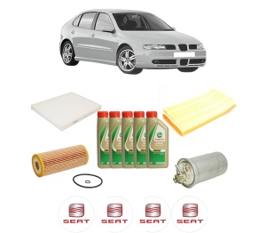 Set Pachet filtre revizie Bosch, 5 litrii ulei Castrol 5W40 SEAT LEON (1M1) 1.9 TDI din 2000-2006, 4x Stickere auto cu SEAT - Img 2