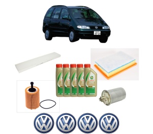 Set Pachet filtre revizie Bosch, 5 litrii ulei Castrol 5W40 Volkswagen SHARAN VAN (7M_) 1.9 TDI (7M9) din 2002-2003, 4x Stickere auto cu Volkswagen - Img 2