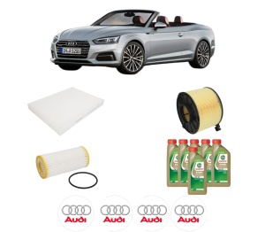 Set Pachet filtre revizie Bosch, 6 litrii ulei Castrol 0W20 AUDI A5 Convertible (F57, F5E) 2.0 TFSI din 2017-2019, 4x Stickere auto cu AUDI - Img 2