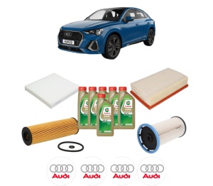 Set Pachet filtre revizie Bosch, 6 litrii ulei Castrol 0W20 AUDI Q3 Sportback (F3N) 35 TDI din 2019, 4x Stickere auto cu AUDI - Img 2