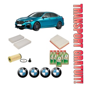 Set Pachet filtre revizie Bosch, 6 litrii ulei Castrol 0W20 BMW Seria 2 Gran Coupe (F44) M 235 i xDrive din 2019, 4x Stickere auto cu BMW