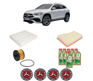 Set Pachet filtre revizie Bosch, 6 litrii ulei Castrol 0W20 MERCEDES-BENZ GLA (H247) GLA 180 (247.784) din 2020, 4x Stickere auto cu MERCEDES-BENZ - Img 2