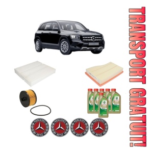 Set Pachet filtre revizie Bosch, 6 litrii ulei Castrol 0W20 MERCEDES-BENZ GLB (X247) GLB 180 (247.684) din 2020, 4x Stickere auto cu MERCEDES-BENZ
