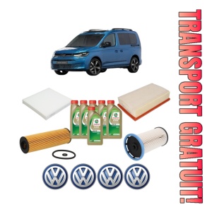 Set Pachet filtre revizie Bosch, 6 litrii ulei Castrol 0W20 Volkswagen CADDY V Box Body/MPV (SBA, SBH) 2.0 TDi BMT din 2020, 4x Stickere auto cu Volkswagen