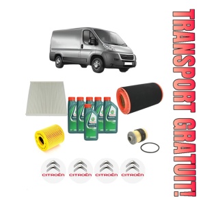 Set Pachet filtre revizie Bosch, 6 litrii ulei Castrol 10W40 CITROEN JUMPER II Van 2.2 HDi 100 din 2006-2012, 4x Stickere auto cu CITROEN