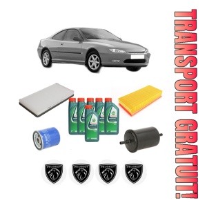 Set Pachet filtre revizie Bosch, 6 litrii ulei Castrol 10W40 PEUGEOT 406 Coupe (8C) 3.0 V6 din 2000-2004, 4x Stickere auto cu PEUGEOT