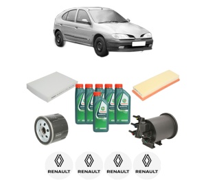 Set Pachet filtre revizie Bosch, 6 litrii ulei Castrol 10W40 RENAULT MEGANE I (BA0/1_) 1.9 dCi (BA05, BA1F) din 2001-2003, 4x Stickere auto cu RENAULT - Img 2