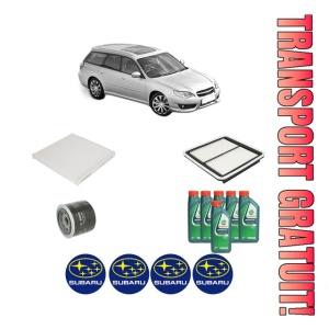 Set Pachet filtre revizie Bosch, 6 litrii ulei Castrol 10W40 SUBARU LEGACY IV Estate (BP) 3.0 R AWD (BPE) din 2003-2009, 4x Stickere auto cu SUBARU