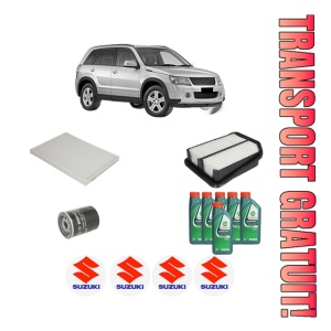 Set Pachet filtre revizie Bosch, 6 litrii ulei Castrol 10W40 SUZUKI GRAND VITARA II (JT, TE, TD) 2.0 All-wheel Drive (TD54, JB420) din 2005-2015, 4x Stickere auto cu SUZUKI