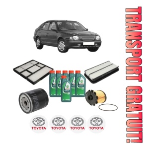 Set Pachet filtre revizie Bosch, 6 litrii ulei Castrol 10W40 TOYOTA COROLLA Liftback (_E11_) 1.9 D (WZE110_, WZE110R) din 2000-2002, 4x Stickere auto cu TOYOTA