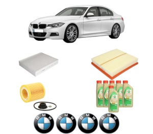 Set Pachet filtre revizie Bosch, 6 litrii ulei Castrol 5W30 BMW Seria 3 (F30, F80) 320 i xDrive din 2012-2018, 4x Stickere auto cu BMW - Img 2