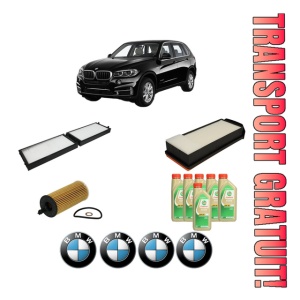 Set Pachet filtre revizie Bosch, 6 litrii ulei Castrol 5W30 BMW Seria X5 (F15, F85) xDrive 25 d din 2013-2015, 4x Stickere auto cu BMW