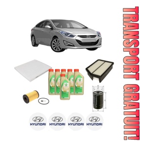 Set Pachet filtre revizie Bosch, 6 litrii ulei Castrol 5W30 HYUNDAI i40 I (VF) 1.7 CRDi din 2012-2019, 4x Stickere auto cu HYUNDAI
