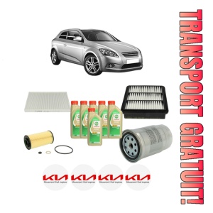Set Pachet filtre revizie Bosch, 6 litrii ulei Castrol 5W30 KIA CEE'D Hatchback (ED) 1.6 CRDi 128 din 2010-2012, 4x Stickere auto cu KIA