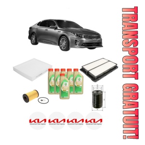 Set Pachet filtre revizie Bosch, 6 litrii ulei Castrol 5W30 KIA OPTIMA (JF) 1.7 CRDi din 2015-2018, 4x Stickere auto cu KIA