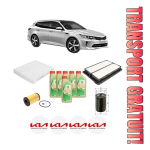 Set Pachet filtre revizie Bosch, 6 litrii ulei Castrol 5W30 KIA OPTIMA Sportswagon (JF) 1.7 CRDi din 2016-2018, 4x Stickere auto cu KIA