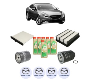 Set Pachet filtre revizie Bosch, 6 litrii ulei Castrol 5W30 MAZDA 6 Saloon (GJ, GL) 2.2 D din 2018-2020, 4x Stickere auto cu MAZDA - Img 2