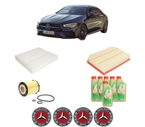 Set Pachet filtre revizie Bosch, 6 litrii ulei Castrol 5W30 MERCEDES-BENZ CLA (C118) CLA 220 4-matic (118.345) din 2019, 4x Stickere auto cu MERCEDES-BENZ - Img 2
