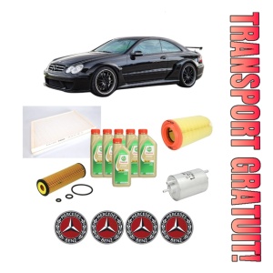 Set Pachet filtre revizie Bosch, 6 litrii ulei Castrol 5W30 MERCEDES-BENZ CLK (C209) CLK 200 CGI (209.343) din 2003-2009, 4x Stickere auto cu MERCEDES-BENZ
