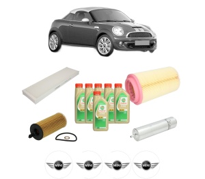 Set Pachet filtre revizie Bosch, 6 litrii ulei Castrol 5W30 MINI MINI Coupe (R58) Cooper SD din 2010-2015, 4x Stickere auto cu MINI - Img 2