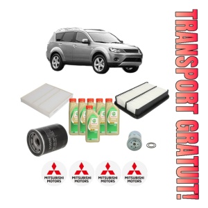 Set Pachet filtre revizie Bosch, 6 litrii ulei Castrol 5W30 MITSUBISHI OUTLANDER II (CW_W) 2.2 DI-D 4WD din 2006-2012, 4x Stickere auto cu MITSUBISHI
