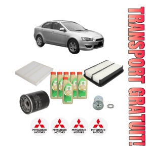 Set Pachet filtre revizie Bosch, 6 litrii ulei Castrol 5W30 MITSUBISHI LANCER VIII (CY_A, CZ_A) 1.8 DI-D (CY9A) din 2010, 4x Stickere auto cu MITSUBISHI