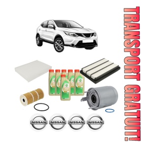Set Pachet filtre revizie Bosch, 6 litrii ulei Castrol 5W30 NISSAN QASHQAI II (J11, J11_) 1.7 dCi ALL MODE 4x4-i din 2019, 4x Stickere auto cu NISSAN