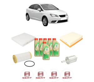 Set Pachet filtre revizie Bosch, 6 litrii ulei Castrol 5W30 SEAT IBIZA IV SC (6J1, 6P5) 1.8 TSI Cupra din 2015-2016, 4x Stickere auto cu SEAT - Img 2