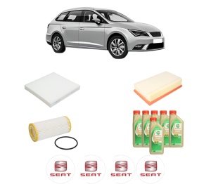 Set Pachet filtre revizie Bosch, 6 litrii ulei Castrol 5W30 SEAT LEON ST (5F8) 2.0 TSI din 2018-2020, 4x Stickere auto cu SEAT - Img 2