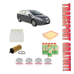 Set Pachet filtre revizie Bosch, 6 litrii ulei Castrol 5W30 TOYOTA AVENSIS Estate (_T27_) 1.6 D4-D (WWT270_) din 2015-2018, 4x Stickere auto cu TOYOTA