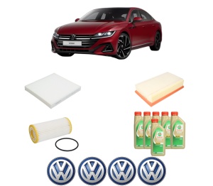 Set Pachet filtre revizie Bosch, 6 litrii ulei Castrol 5W30 Volkswagen ARTEON (3H7, 3H8) 2.0 TSI din 2017, 4x Stickere auto cu Volkswagen - Img 2