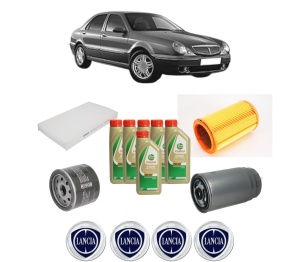 Set Pachet filtre revizie Bosch, 6 litrii ulei Castrol 5W40 LANCIA LYBRA (839_) 2.4 JTD (839.AXE1A) din 2002-2005, 4x Stickere auto cu LANCIA - Img 2