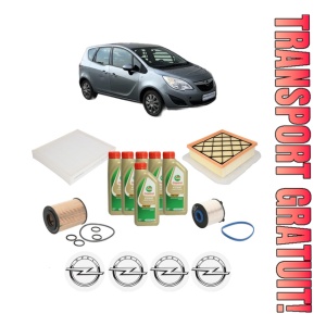 Set Pachet filtre revizie Bosch, 6 litrii ulei Castrol 5W40 OPEL MERIVA B VAN (S10) 1.7 CDTi (75) din 2013, 4x Stickere auto cu OPEL