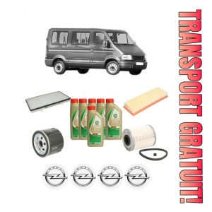 Set Pachet filtre revizie Bosch, 6 litrii ulei Castrol 5W40 OPEL MOVANO A Bus (X70) 1.9 DTI (JD) din 2000-2001, 4x Stickere auto cu OPEL